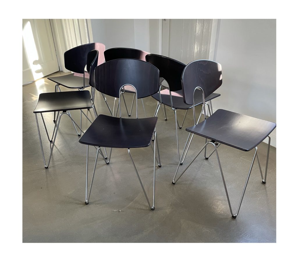 Set of 6 'Mikado 1800' stacking chairs, design Walter Leeman
