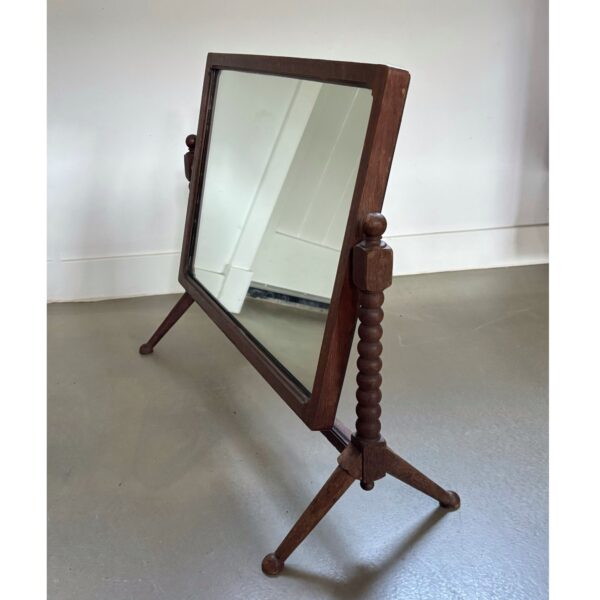 Antique wooden table mirror, bobbin details, 1st quarter 20h century