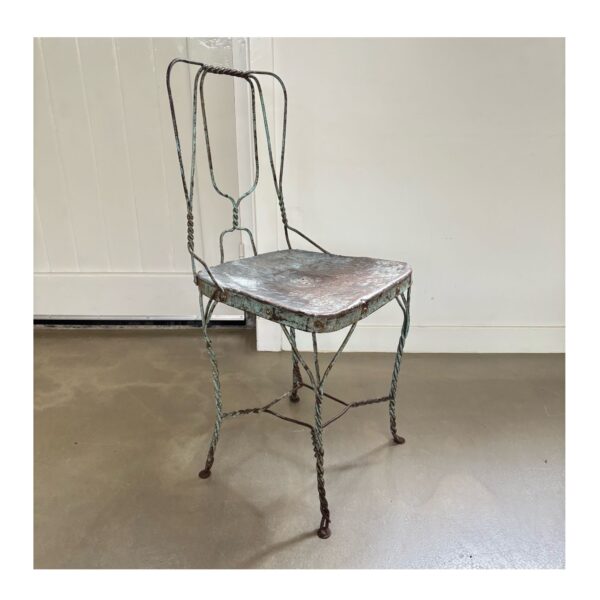 Industrial, iron bistro chair, France, early 1900s
