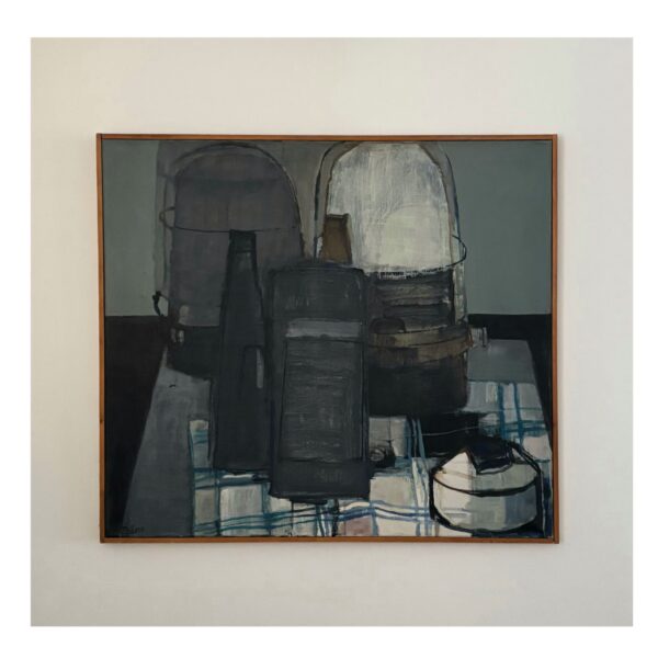 Dutch artwork, painting, still life, oil on canvas, E. van Lopik, 1972