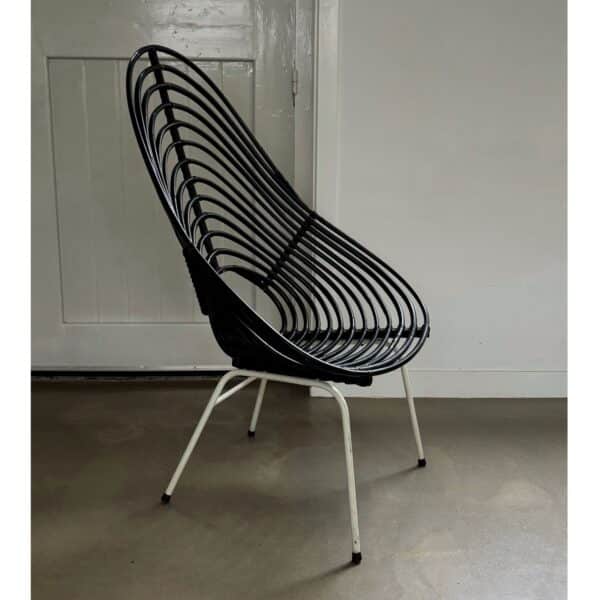 Blackened rattan lounge chair, design R. Broekhuizen for Rohé Noordwolde, The Netherlands, 1960s