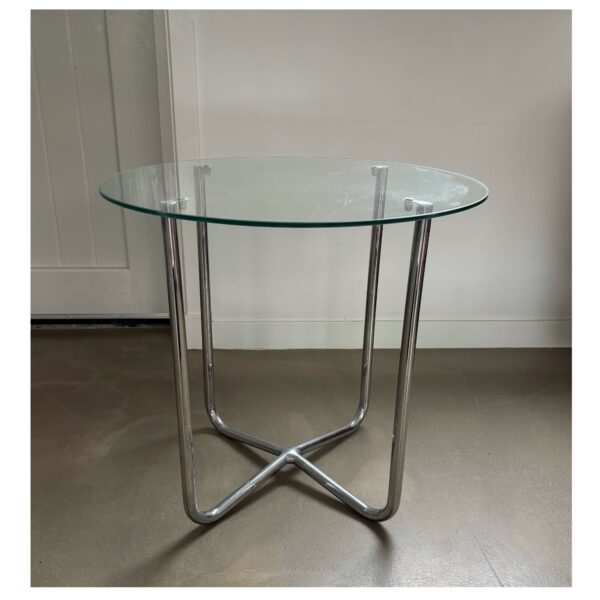 Bauhaus, Gispen style side table, tubular frame, glass top, 1950s