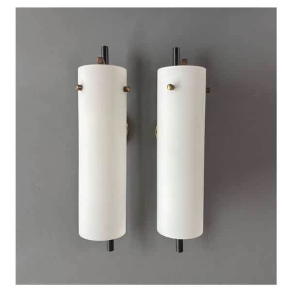Pair of Stilnovo style wall sconces, 1950s, France