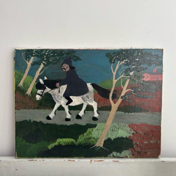 Dutch artwork `Ride in the Storm`-  anonymous, acrylic on canvas