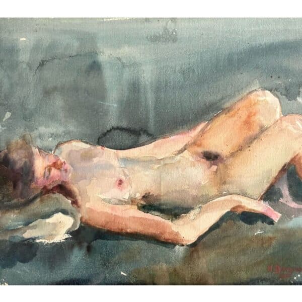 H. Bogman jr. (The Hague, 1890-1975) - "lying nude", watercolor painting