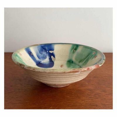 Antique ceramic bowl green blue MAIN