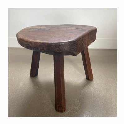 Brutalist solid wooden tripod stool 1