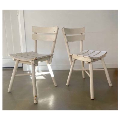 Set modernist chairs wood white MAIN