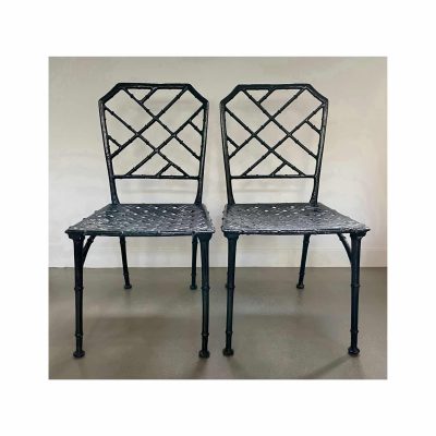 Set of metal faux bamboo bistro chairs 2
