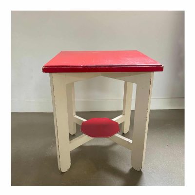 modernist side table red and ivory 7