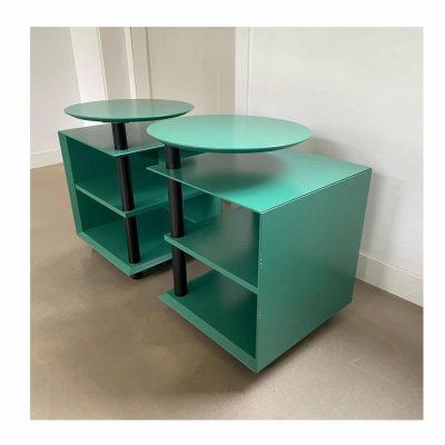 set of vintage design side tables or night stands green 11