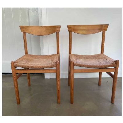 set wooden chairs papercord seat 8